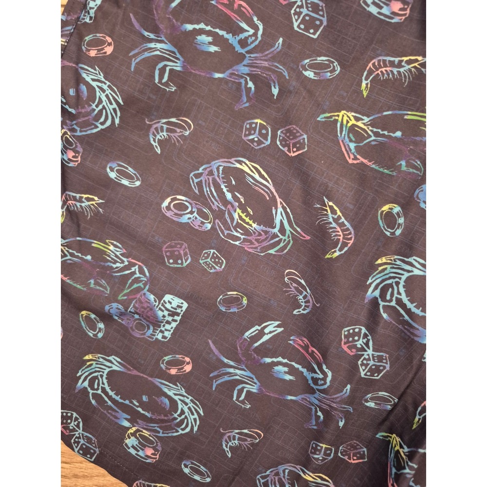 Peter Millar Mens XL Swim Trunks Navy Neon Casino Crab Shrimp Dice Print Shorts - Picture 4 of 11